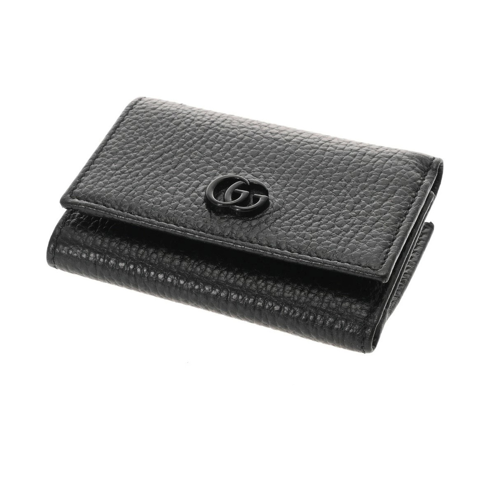 Gucci Leather Tri Black fold Wallet Marmont GG - Picture 3 of 8